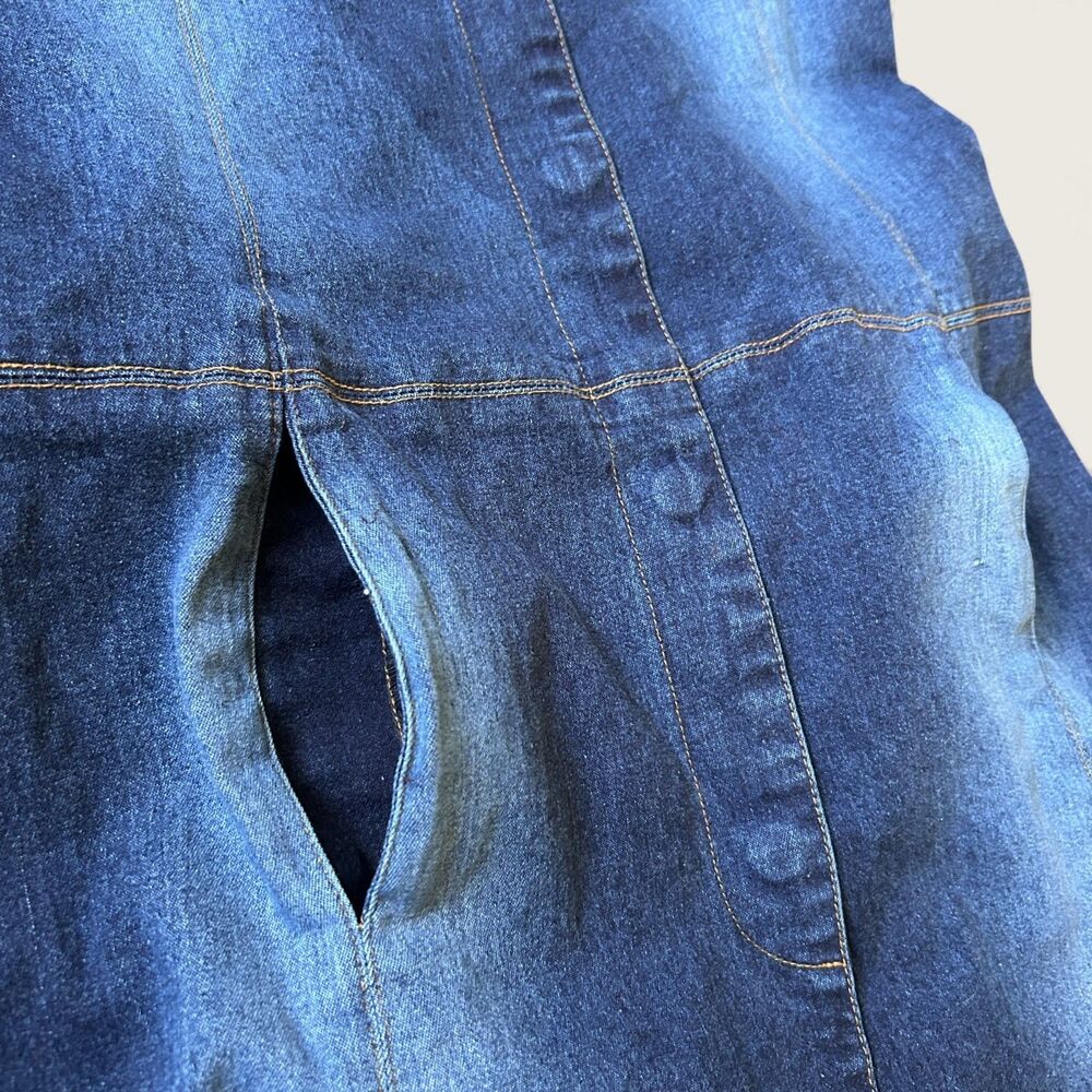 Arden B Denim Dress Jacket Women’s XS Longline Button Front 2000s Y2K Jean Dress - Picture 6 of 9